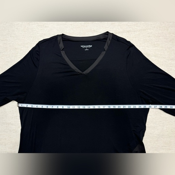 Soft Surroundings Womens 3X Black Long Sleeve Top V Neck Blouse Business Casual - Picture 3 of 6